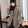 Plaid Blazer Women Winter 2022 Casual Formal Long Sleeve Slim Jacket Office Ladies Work Coat