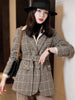 Plaid Blazer Women Winter 2022 Casual Formal Long Sleeve Slim Jacket Office Ladies Work Coat