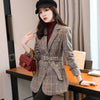 Plaid Blazer Women Winter 2022 Casual Formal Long Sleeve Slim Jacket Office Ladies Work Coat