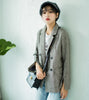 Plaid Blazers And Jackets Women Loose Casual Double-breasted Long Sleeve Checked Small Suit Girl Office Jacket Elegant Ladies