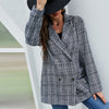 Plaid Blazers Jackets Autumn Women Leisure Suits Business Vintage Female Coats Talever Office Ladies Outerwear Overcoat