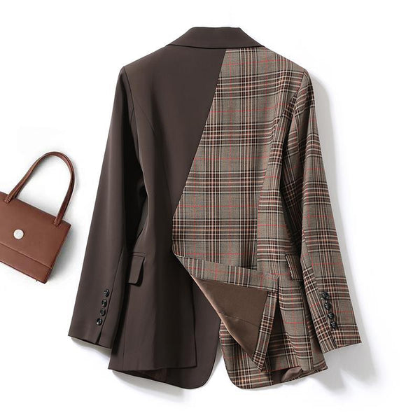 Plaid Coats Woman Winter 2023 Elegant Women's Coat Women's Business Suit Women"s Outerwear Vintage Ladies Blazers Blaser Autumn