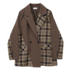 Plaid Irregular Patchwork Blazer Women Autumn 2022 Korean Loose Notched Lapel Double-Breasted Long Sleeve Suit Coats Female