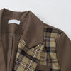 Plaid Irregular Patchwork Blazer Women Autumn 2022 Korean Loose Notched Lapel Double-Breasted Long Sleeve Suit Coats Female