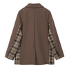 Plaid Irregular Patchwork Blazer Women Autumn 2022 Korean Loose Notched Lapel Double-Breasted Long Sleeve Suit Coats Female