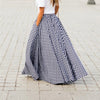 Plaid Pleated Boho Maxi Women Skirts Casual Vintage High Waist Pocket Female Long Skirt 2022 Spring Summer Loose Ladiesbottoms