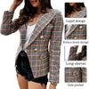 Plaid Printed Women Jacket Double Breasted Small Coat Office Ladies Suit Jacket Casual Pockets Women Suit Coat Slim Fit Jackets