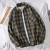 Plaid Shirts Women Basic Spring Autumn Korean Style Chic All-match Leisure Loose Pockets Ulzzang BF Unisex Female Top Popular