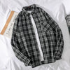 Plaid Shirts Women Basic Spring Autumn Korean Style Chic All-match Leisure Loose Pockets Ulzzang BF Unisex Female Top Popular