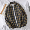 Plaid Shirts Women Basic Spring Autumn Korean Style Chic All-match Leisure Loose Pockets Ulzzang BF Unisex Female Top Popular