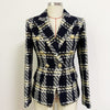 Plaid Skirt Women 2022 Metal Lion Button Woolen Casual Work Mini Pencil Skirt and Blazer Jacket Set Skirt Suit
