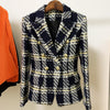 Plaid Skirt Women 2023 Metal Lion Button Woolen Casual Work Mini Pencil Skirt and Blazer Jacket Set Skirt Suit