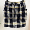 Plaid Skirt Women 2022 Metal Lion Button Woolen Casual Work Mini Pencil Skirt and Blazer Jacket Set Skirt Suit