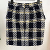 Plaid Skirt Women 2023 Metal Lion Button Woolen Casual Work Mini Pencil Skirt and Blazer Jacket Set Skirt Suit