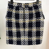 Plaid Skirt Women 2023 Metal Lion Button Woolen Casual Work Mini Pencil Skirt and Blazer Jacket Set Skirt Suit