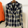Plaid Skirt Women 2023 Metal Lion Button Woolen Casual Work Mini Pencil Skirt and Blazer Jacket Set Skirt Suit