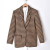 Plaid Skirt or Blazer Women Double Pockets Single Breasted Long Sleeve Suit Coat A-line Buttons Mini Skirts Office Lady Set New