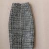Plaid Suit Women Autumn Winter Long Woolen Blazer & Skirt Set Temperament Tweed Trench Two Piece Set Plus Size Outfit f1834