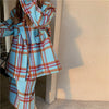 Plaid Tweed Set Casual Blazer Vintage Thicken Suits Jacket High Waist Split Skirt Tops Two Pieces Sets Women Outfits Office Wear