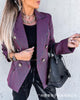 Plaid Women's Suit Jacket Office Casual 2023 Spring Summer Lapel Long Sleeve Double Breasted Straight Purple Plaid Jacket