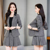 Plaid Woolen Suit Female 2023 Spring Autumn Korean Style Slim Temperament Blazer Pleated Skirt Set Two Piece Outfit M1917