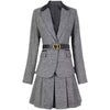 Plaid Woolen Suit Female 2023 Spring Autumn Korean Style Slim Temperament Blazer Pleated Skirt Set Two Piece Outfit M1917
