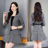 Plaid Woolen Suit Female 2023 Spring Autumn Korean Style Slim Temperament Blazer Pleated Skirt Set Two Piece Outfit M1917