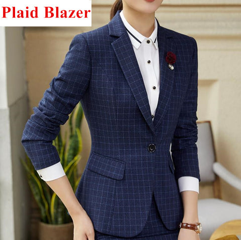 Plaid blazer women fashion clothes winter Korean temperament business long sleeve slim wo jacket office lady work wear