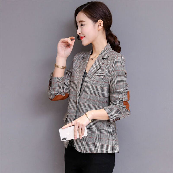 Plaid blazers jackets women 2022 New Autumn formal long sleeve suit office ladies plus size 5XL uniform blazer