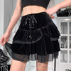 Plaid female pleated skirt lace lace high waist preppy girl dance  skirt cute A-line Harajuku sexy Japanese Faldas