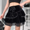 Plaid female pleated skirt lace lace high waist preppy girl dance  skirt cute A-line Harajuku sexy Japanese Faldas