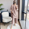 Pleated 2023 Spring Autumn Two Piece Sets Women Stripe Printed Vintage Suit Wide Leg Pants Loose Designer Clothes