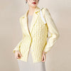 Pleated Autumn Women's Jacket  Elegant Suit Niche Design Loose Basics Tops Folds Solid Color Coat Office Lady