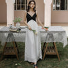 Pleated Ruffle suspender skirt women's light ripe style black and white patchwork dress French light Wedding Dress Holiday Beach