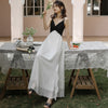 Pleated Ruffle suspender skirt women's light ripe style black and white patchwork dress French light Wedding Dress Holiday Beach