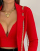 Women's V-Neck Crop Top Long Sleeve Blazer Set