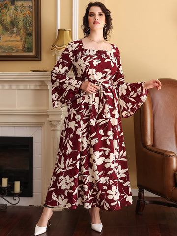 Plus Large Size Evening Dress for Year 2023 Long Sleeve Party Dresses Muslim Festival Clothing Female Women's Elegant Maxi