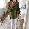 Plus Size 2022 Autumn Women Sexy V-Neck Long Sleeve Off Shoulder Bow Tie Blouse Shirt Fashion Solid Party Club Loose Top Blusas