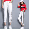 Plus Size 2022 New Fashion High Waist Women Jeans Loose Harem Pants Stripe Spliced Black White Denim Jeans Classic Pencil Pants