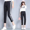 Plus Size 2022 New Fashion High Waist Women Jeans Loose Harem Pants Stripe Spliced Black White Denim Jeans Classic Pencil Pants
