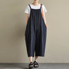 Plus Size 2022 Women Autumn Striped Pockets Sleeveless Dungarees Cotton Linen Big Pants Jumpsuit Baggy Rompers OL Work Overalls