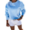 Plus Size 2xl Women Casual Autumn Solid Color O Neck Long Sleeve Hoodie Sweatshirt Blouse Summer Top Women Blouses