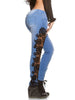 Plus Size 3XL Lace Floral Crochet Hollow-Out Jeans Autumn Women Elegant Sexy Denim Pencil Skinny Jeans