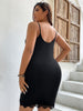 Plus Size 4XL Black Mini Dress Women's Summer 2023 Lace O Neck Sexy Curvy Bodycon Sleeveless 4XL Sexy Elegant Casual Dresses
