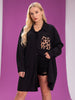 Plus Size 4XL Black T Shirts Women Autumn 2023 Long Sleeve Leopard Pockets Big Large Size Blouse Clothing Oversized Tops