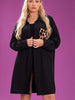 Plus Size 4XL Black T Shirts Women Autumn 2023 Long Sleeve Leopard Pockets Big Large Size Blouse Clothing Oversized Tops