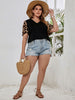 Plus Size 4XL Blouses Women Summer 2023 Leopard Black Patchwork Tops Short Sleeve V Neck Elegant Casual Cotton Ladies T Shirt