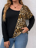Plus Size 4XL Blouses for Women 2023 Autumn Patchwork Leopard Long Sleeve Large Size Top Casual T Shirt Loose Oversized Clothing