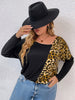 Plus Size 4XL Blouses for Women 2023 Autumn Patchwork Leopard Long Sleeve Large Size Top Casual T Shirt Loose Oversized Clothing