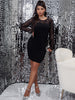 Plus Size 4XL Bodycon Curvy Dress for Women 2023 Autumn Winter Lace Sleeve Mini Large Big Size Clothing Evening Party Dresses